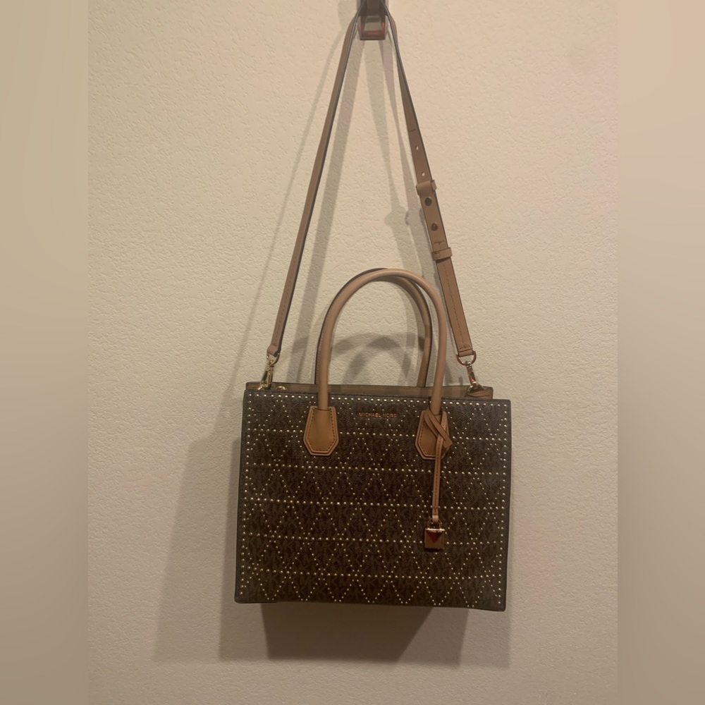 Michael Kors Mercer Stud Grommet Studio Large Tote brown - Picture 2 of 9